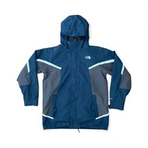 The North Face Hooded Hyvent Black & Grey Jacket Boy's Size Large (14-16)